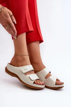 Evento Klapki Damskie Klasyczne*Lekkie Klapki Damskie Z Eko Skóry Srebrne Frellia