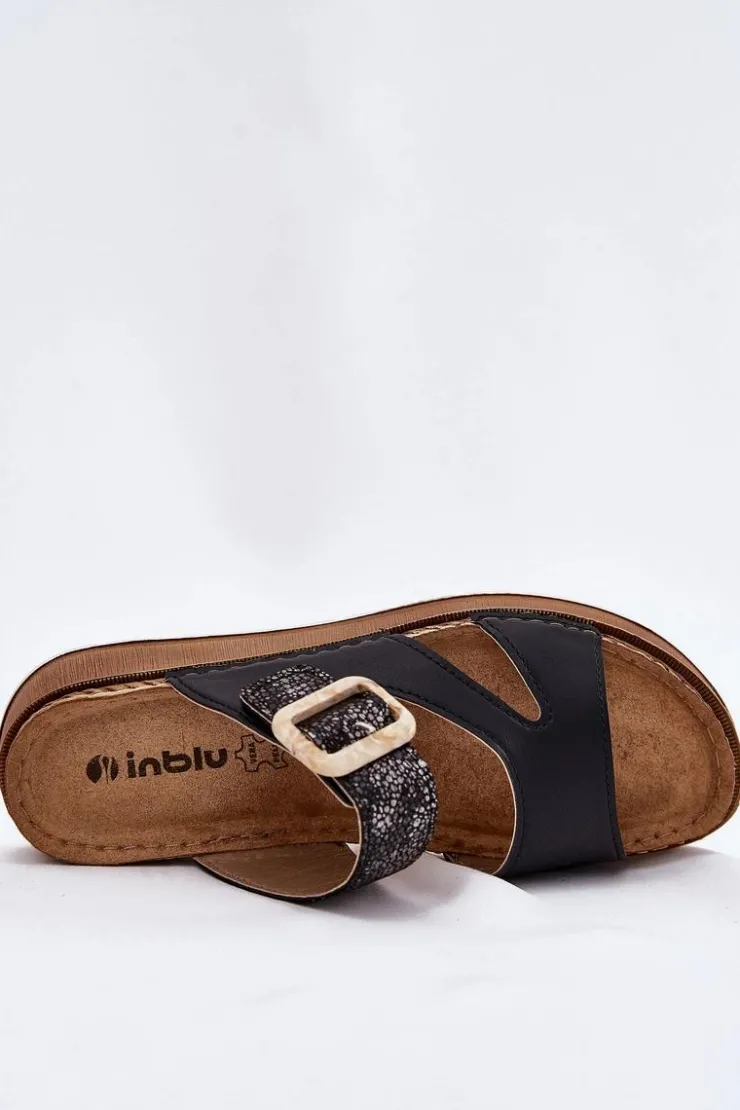 Damskie INBLU Lekkie Klapki Damskie Z Klamrą GS000055 Czarne