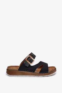 Damskie INBLU Lekkie Klapki Damskie Z Klamrą GS000055 Czarne