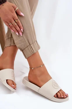 Online Evento Lekkie Klapki Damskie Z Ozdobnym Tłoczeniem Beżowe Isarisa