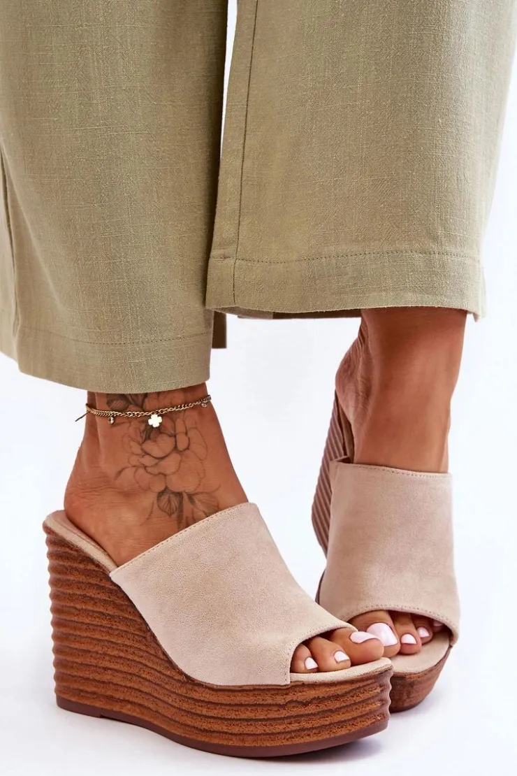 Damskie Boto Lekkie Klapki Na Masywnej Platformie Beżowe Good Vibe