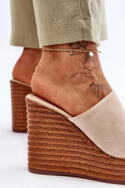 Damskie Boto Lekkie Klapki Na Masywnej Platformie Beżowe Good Vibe