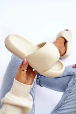 Damskie Boto Lekkie Piankowe Damskie Klapki Na Platformie Beżowe Milton