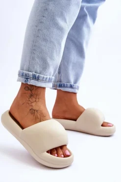 Damskie Boto Lekkie Piankowe Damskie Klapki Na Platformie Beżowe Milton