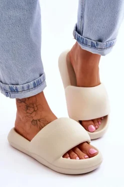 Damskie Boto Lekkie Piankowe Damskie Klapki Na Platformie Beżowe Milton