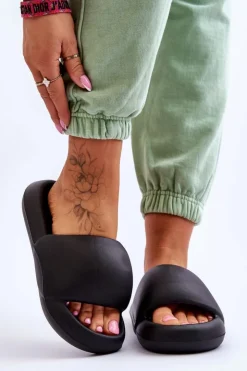 Online Boto Lekkie Piankowe Damskie Klapki Na Platformie Czarne Milton