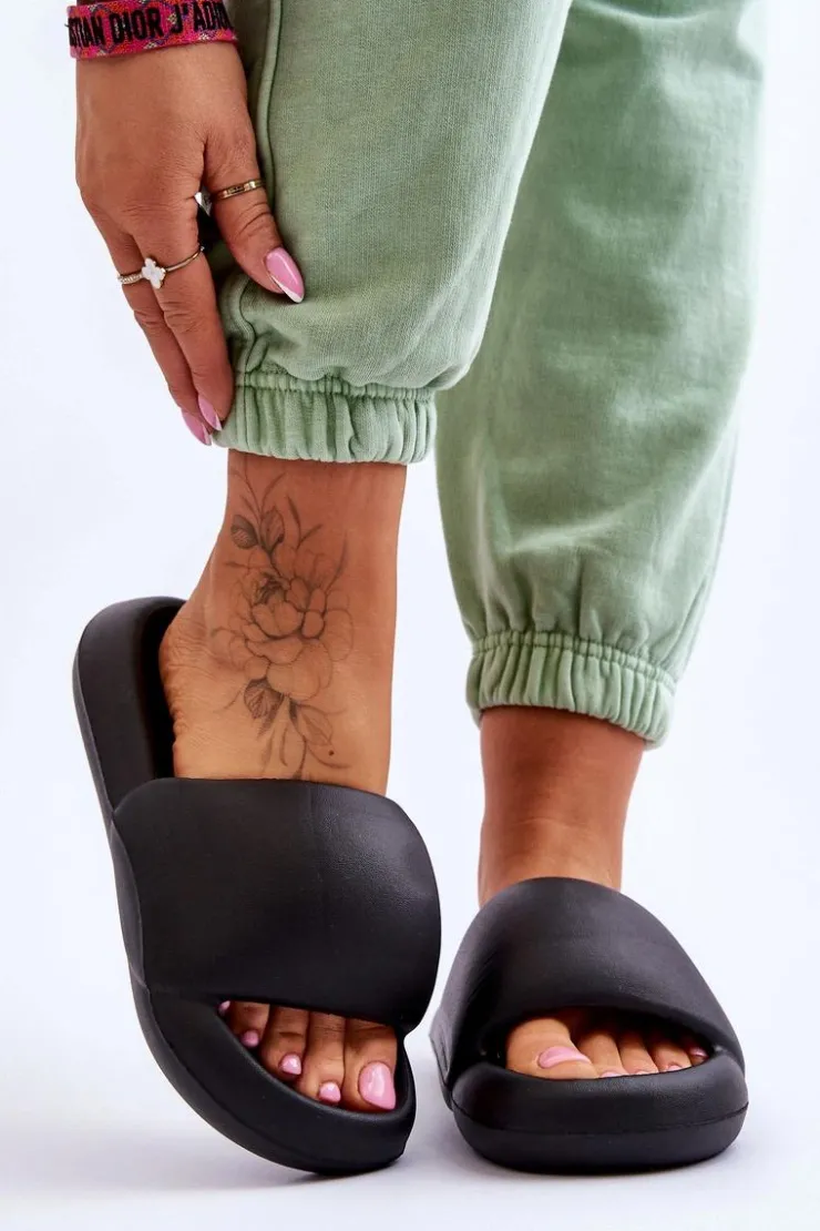 Online Boto Lekkie Piankowe Damskie Klapki Na Platformie Czarne Milton