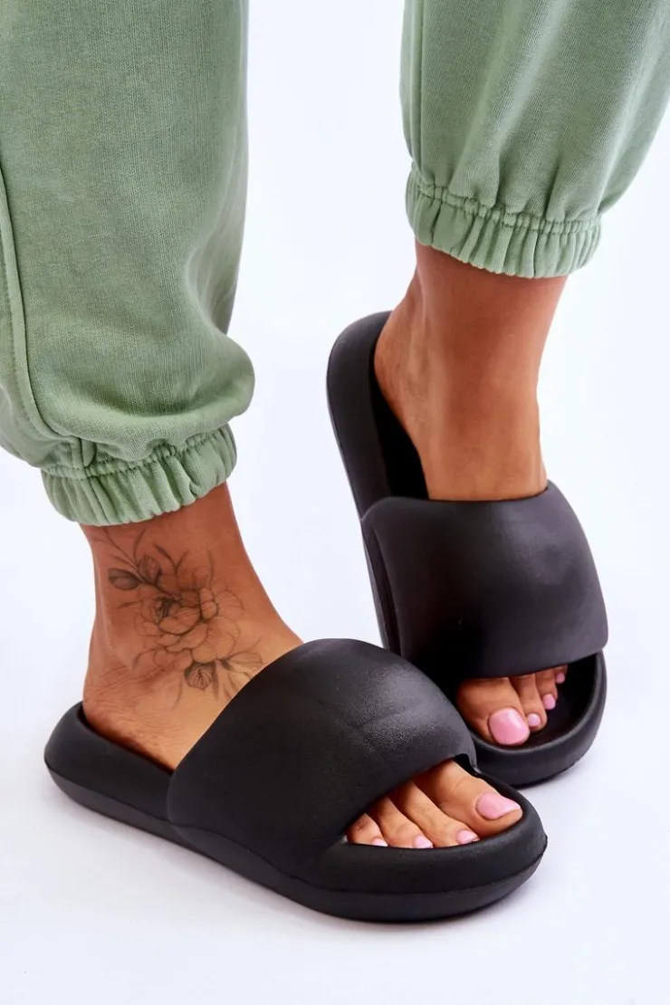 Online Boto Lekkie Piankowe Damskie Klapki Na Platformie Czarne Milton