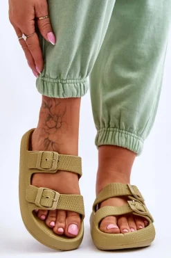 Boto Lekkie Piankowe Damskie Klapki Zielone Cleve