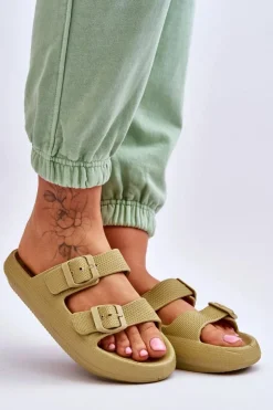 Boto Lekkie Piankowe Damskie Klapki Zielone Cleve