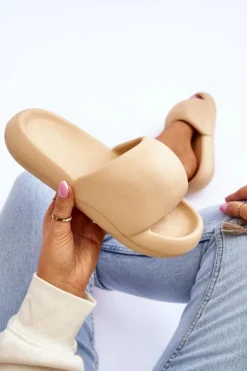 Boto Klapki Na Platformie*Lekkie Piankowe Damskie Klapki Na Platformie Khaki Milton