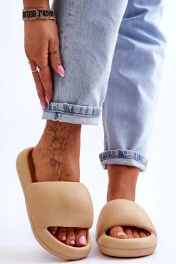 Boto Klapki Na Platformie*Lekkie Piankowe Damskie Klapki Na Platformie Khaki Milton