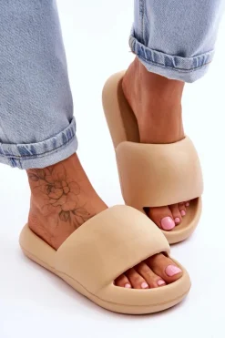 Boto Klapki Na Platformie*Lekkie Piankowe Damskie Klapki Na Platformie Khaki Milton