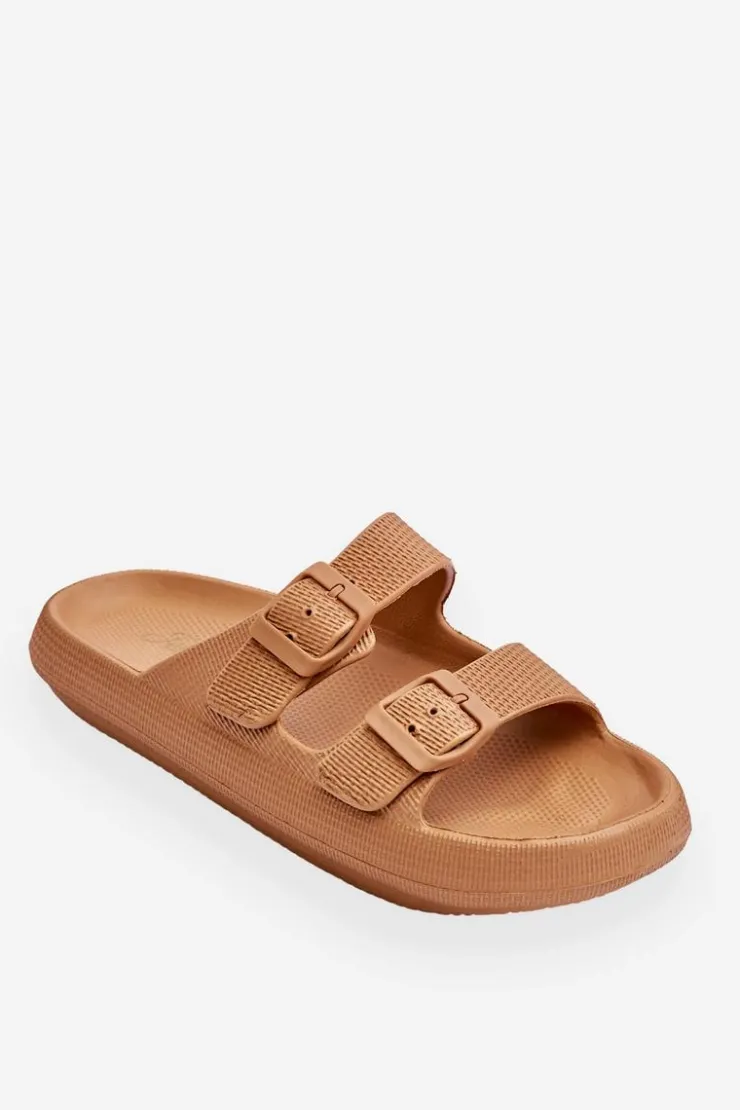 Boto Klapki Basenowe*Lekkie Piankowe Damskie Klapki Brązowe Cleve