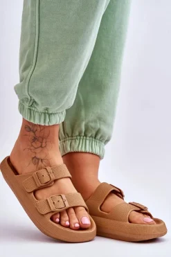 Boto Klapki Basenowe*Lekkie Piankowe Damskie Klapki Brązowe Cleve