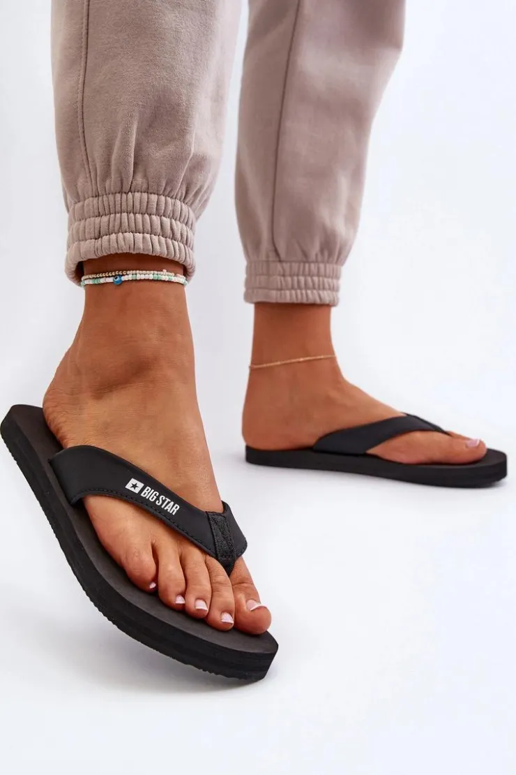 Big Star Shoes Klapki Sportowe|Klapki Damskie Big Star*Lekkie Piankowe Japonki Klapki Damskie Big Star NN274A718 Czarne