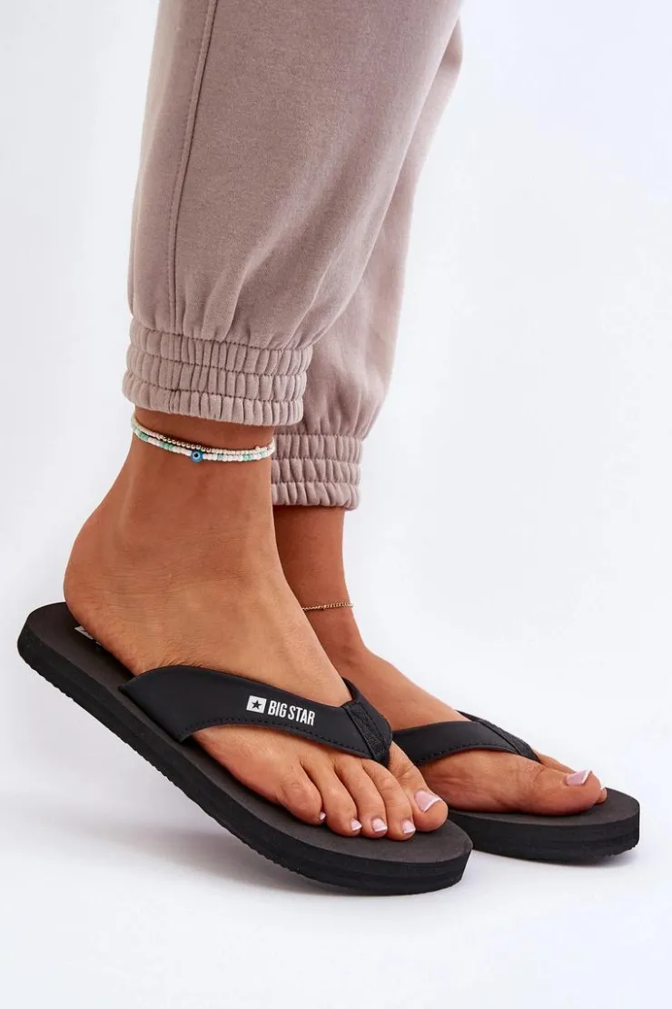 Big Star Shoes Klapki Sportowe|Klapki Damskie Big Star*Lekkie Piankowe Japonki Klapki Damskie Big Star NN274A718 Czarne