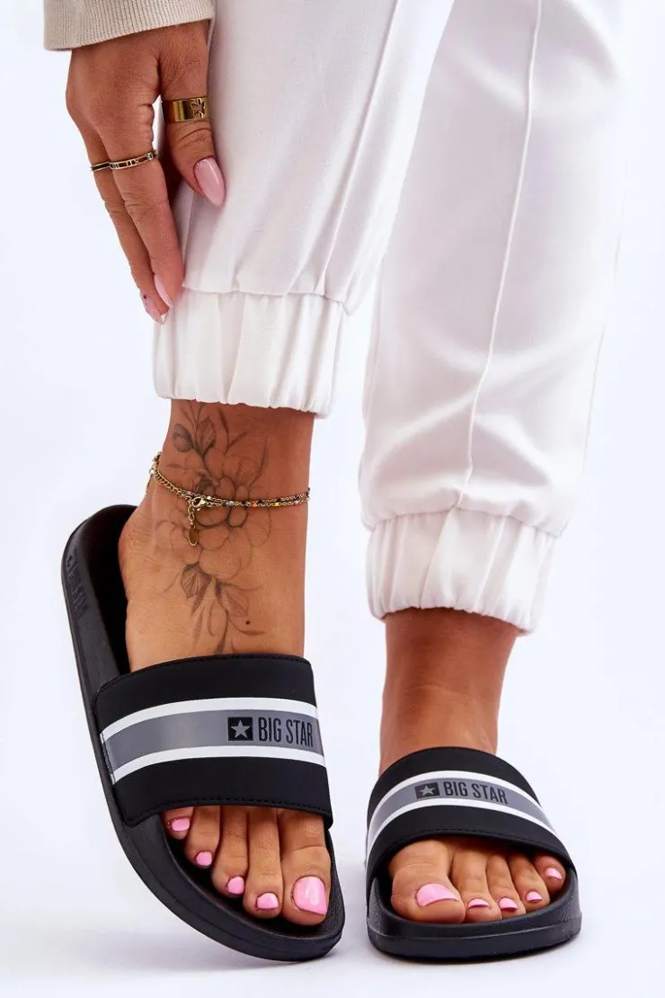 Big Star Shoes Klapki Damskie Big Star|Klapki Damskie Klasyczne*Lekkie Piankowe Klapki Big Star JJ274648 Czarne