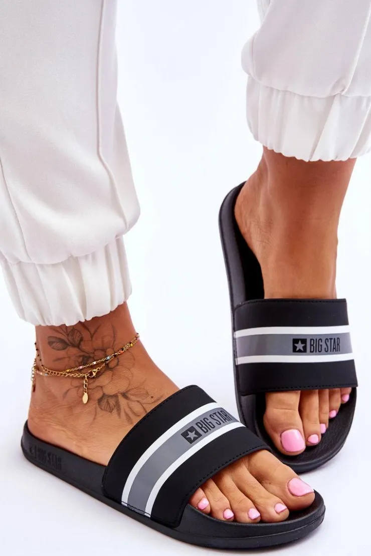 Big Star Shoes Klapki Damskie Big Star|Klapki Damskie Klasyczne*Lekkie Piankowe Klapki Big Star JJ274648 Czarne