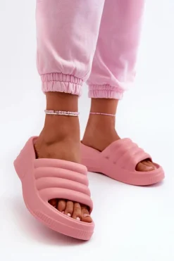 Damskie Boto Lekkie Piankowe Klapki Damskie Na Koturnie I Platformie Różowe Tendrea