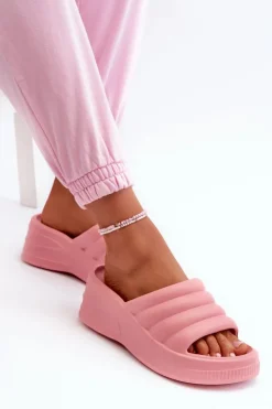 Damskie Boto Lekkie Piankowe Klapki Damskie Na Koturnie I Platformie Różowe Tendrea