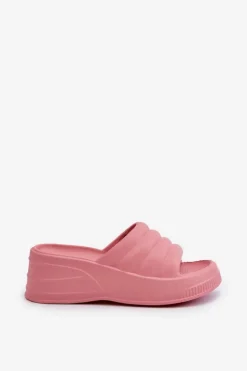 Damskie Boto Lekkie Piankowe Klapki Damskie Na Koturnie I Platformie Różowe Tendrea