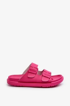 Big Star Shoes Klapki Damskie Big Star|Klapki Basenowe*Lekkie Piankowe Klapki Damskie Z Klamrami Big Star NN274A754 Fuksja Różowy