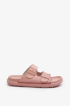 New Big Star Shoes Lekkie Piankowe Klapki Damskie Z Klamrami Big Star NN274A753 Różowe Różowy