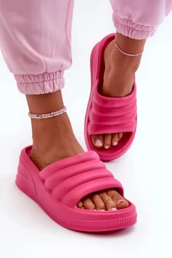 Damskie Boto Lekkie Piankowe Klapki Damskie Na Koturnie I Platformie Fuksja Tendrea