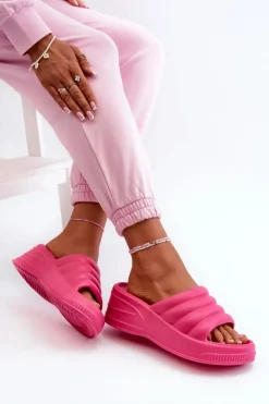 Damskie Boto Lekkie Piankowe Klapki Damskie Na Koturnie I Platformie Fuksja Tendrea