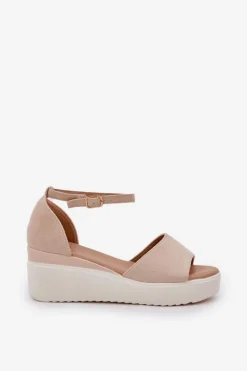 Best Boto Lekkie Sandały Na Platformie I Delikatnym Koturnie Jasnobeżowe Gillifia Beżowy