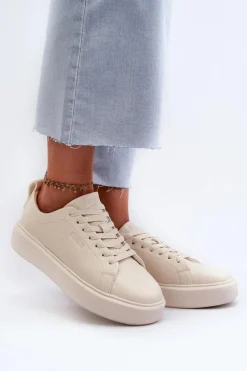 Big Star Shoes Buty Sportowe Na Platformie|Buty Sportowe Big Star*Lekkie Sneakersy Damskie Big Star NN274321 Memory Foam System Beżowe Beżowy