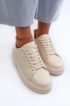 Big Star Shoes Buty Sportowe Na Platformie|Buty Sportowe Big Star*Lekkie Sneakersy Damskie Big Star NN274321 Memory Foam System Beżowe Beżowy