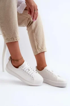 Damskie Big Star Shoes Lekkie Sneakersy Damskie Big Star NN274322 Memory Foam System Białe