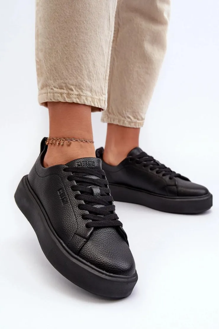 Damskie Big Star Shoes Lekkie Sneakersy Damskie Big Star NN274320 Memory Foam System Czarne