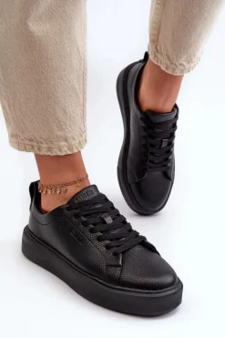 Damskie Big Star Shoes Lekkie Sneakersy Damskie Big Star NN274320 Memory Foam System Czarne