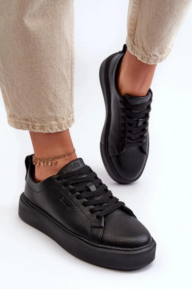 Damskie Big Star Shoes Lekkie Sneakersy Damskie Big Star NN274320 Memory Foam System Czarne