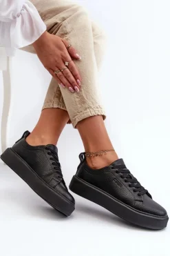 Damskie Big Star Shoes Lekkie Sneakersy Damskie Big Star NN274320 Memory Foam System Czarne