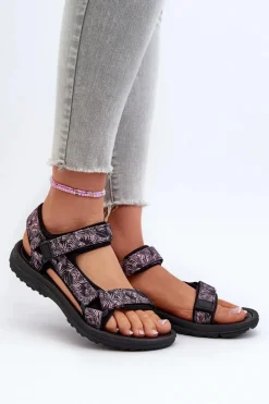 Outlet Evento Lekkie Sportowe Sandały Damskie Czarno-Różowe Lumeria Różowy