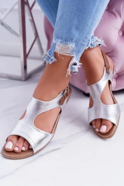 Outlet Boto Lekkie Srebrne Sandałki Kongito