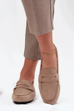 Damskie Boto Loafersy Mokasyny Damskie Płaskie Beżowe Roseline