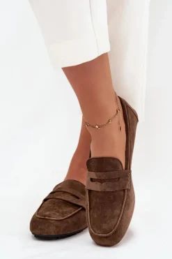 Damskie Boto Loafersy Mokasyny Damskie Płaskie Ciemnozielone Roseline