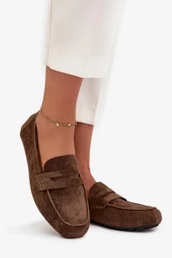 Damskie Boto Loafersy Mokasyny Damskie Płaskie Ciemnozielone Roseline