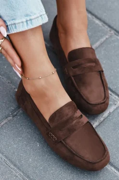 Boto Loafersy Damskie|Mokasyny Damskie Zamszowe*Loafersy Mokasyny Damskie Płaskie Ciemnobrązowe Roseline Brązowy