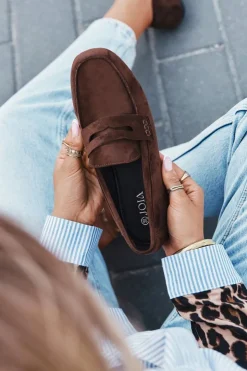 Boto Loafersy Damskie|Mokasyny Damskie Zamszowe*Loafersy Mokasyny Damskie Płaskie Ciemnobrązowe Roseline Brązowy