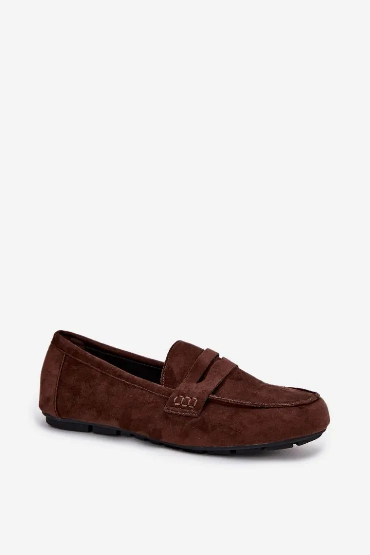 Boto Loafersy Damskie|Mokasyny Damskie Zamszowe*Loafersy Mokasyny Damskie Płaskie Ciemnobrązowe Roseline Brązowy