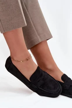 Boto Loafersy Damskie|Mokasyny Damskie Zamszowe*Loafersy Mokasyny Damskie Płaskie Czarne Roseline Czarny