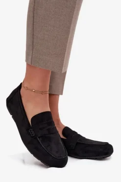 Boto Loafersy Damskie|Mokasyny Damskie Zamszowe*Loafersy Mokasyny Damskie Płaskie Czarne Roseline Czarny