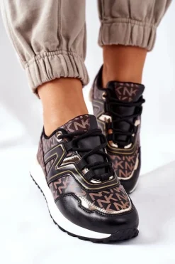 Clearance Boto Logowane Sportowe Buty Sneakersy Czarno-Brązowe Always