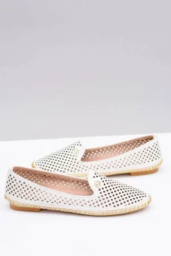 Damskie Boto Lu Boo | Białe Ażurowe Balerinki Lordsy Stylish